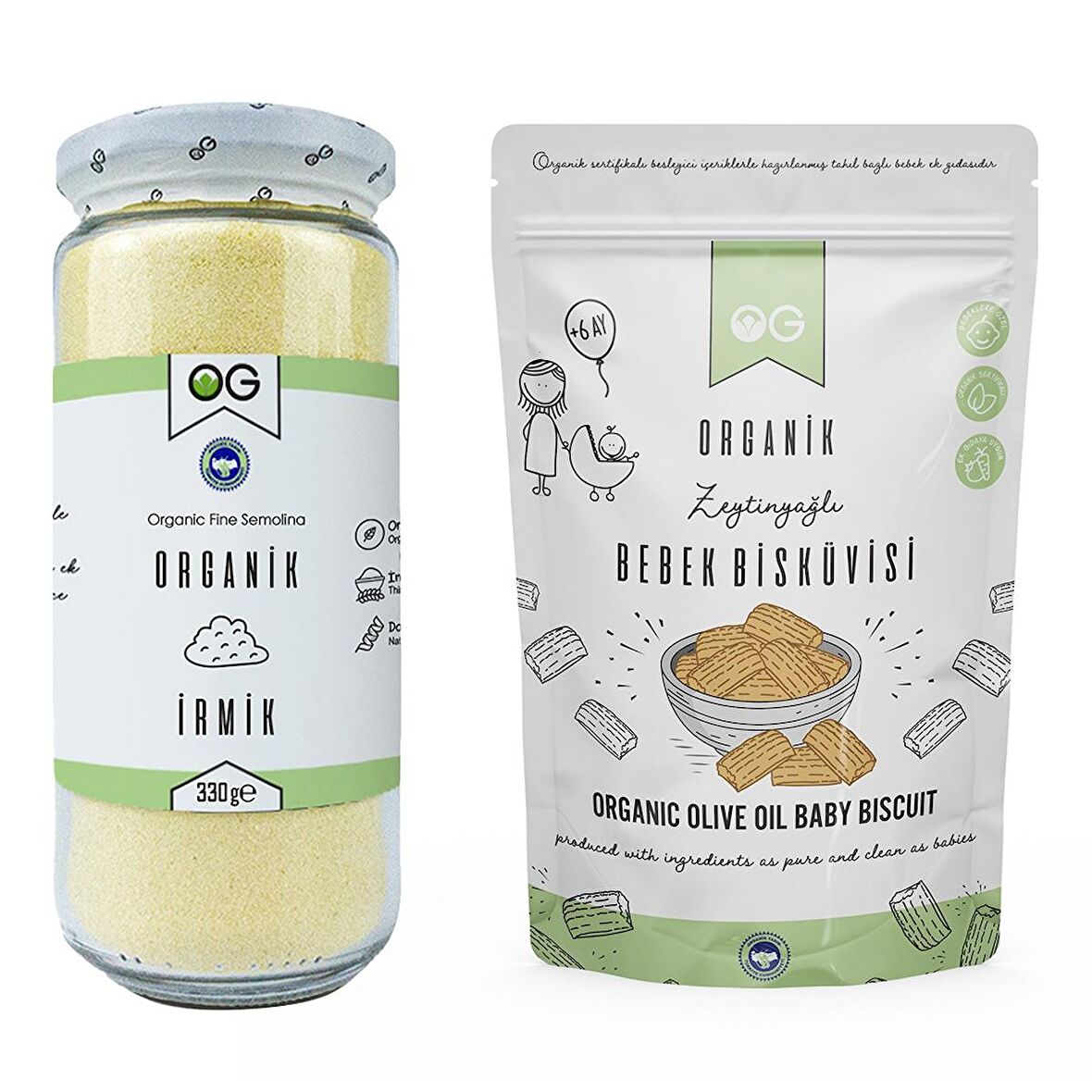 Organik İrmik ve Organik Bebek Bisküvi Seti